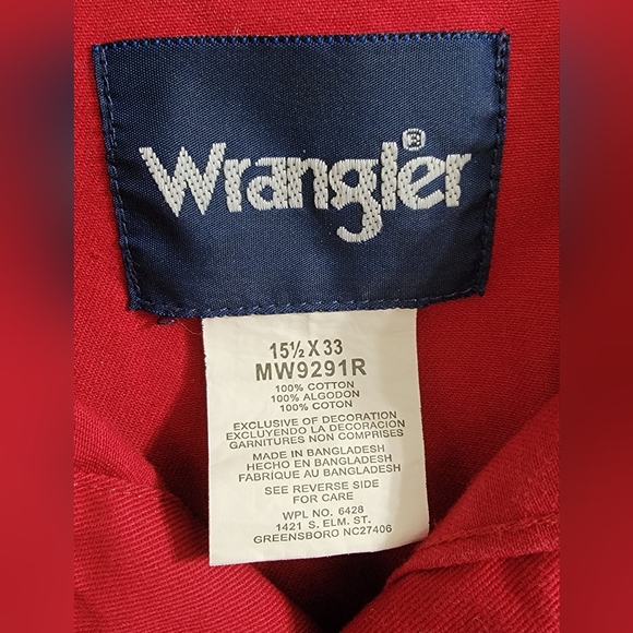 😎Host Pic😍VTG Men's Wrangler Denim Pearl Snap Brushpopper Size 15 1/2 X 33 - Picture 2 of 10